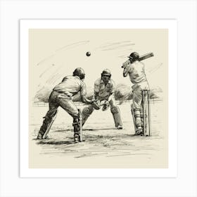 Cricket Players Playing A Game Of Cricket Art Print