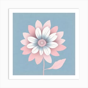 A White And Pink Flower In Minimalist Style Square Composition 725 Art Print