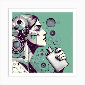 Woman With A Bottle Art Print