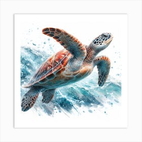 Sea Turtle Watercolour Art Print 1 Art Print