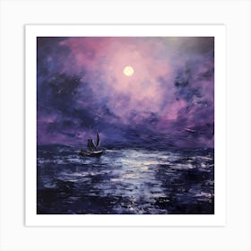 Monet's Purple Rhapsody: Seawater Melody Art Print