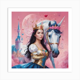 Princess And Unicorn Art Print