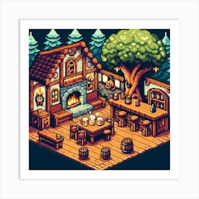 8-bit fantasy tavern Art Print