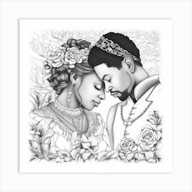 King And Queen Coloring Page Art Print