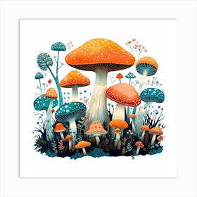 Mushrooms In The Forest 76 Art Print