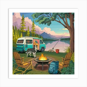 Campfire In The Woods Art Print