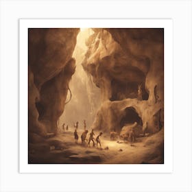 Caves Of The Ancients Stone Age Cave Paintings ( Bohemian Design ) Art Print