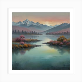 Sunrise Over The Lake Art Print