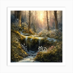 Stream In The Woods Art Print