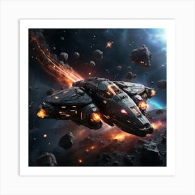 Spaceship In Space Art Print