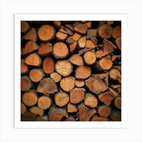 Firefly Stacked Firewood Logs With Natural Wood Texture 21628 (2) Art Print