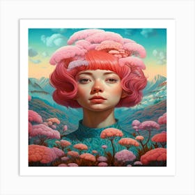 'A Woman With Pink Hair' Art Print