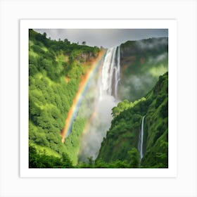 Rainbow Over A Waterfall Art Print