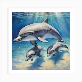 Dolphins in Ocean Art Print