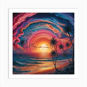 Sunset At The Beach Art Print