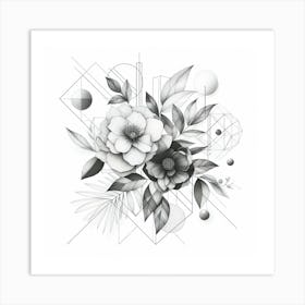 Abstract Flower Drawing Art Print