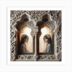 Two Women In A Window 1 Art Print