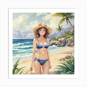 Beach Girl Art Print