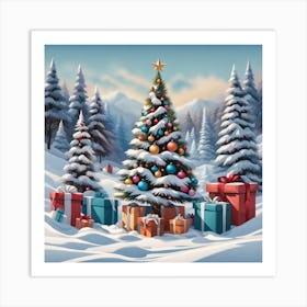 Christmas Tree With Presents 3 Art Print