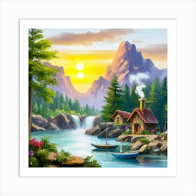 Multicolored landscape. 6 Art Print