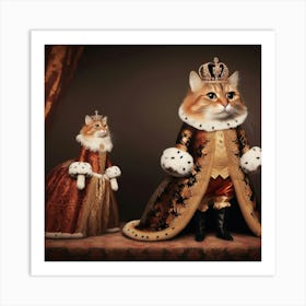 King And Queen Cat Art Print