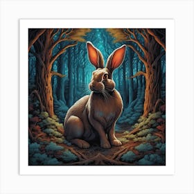 Rabbit In The Woods 37 Art Print