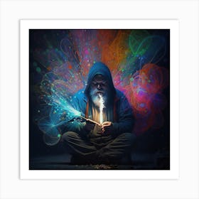 Man With A Light, A Master Of Meditation Traveling Into His Own World Art Print