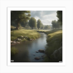 Stream In The Grass 7 Art Print