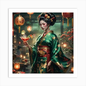 Geisha At The Party Art Print