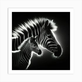 Zebra And Baby Art Print