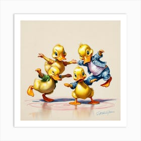 Ducks Dancing 1 Art Print