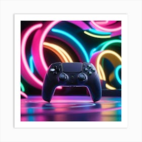 A Highly Stylized And Dramatic Photograph Of A Sleek Modern Game Controller 2 Art Print