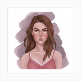 Girl With Brown Hair Art Print