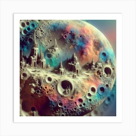 Colored Moon Art Print