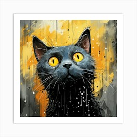 Black Cat With Yellow Eyes 2 Poster