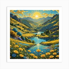 Sunset In The Mountains 8 Art Print