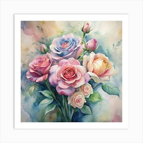 Watercolor Roses 5 Art Print