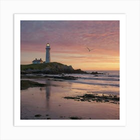 Sunrise At The Lighthouse Art Print