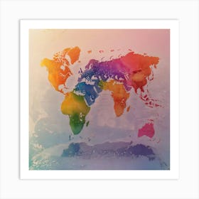 Watercolor World Map Art Print