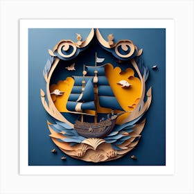 Paper art navy 08 Art Print