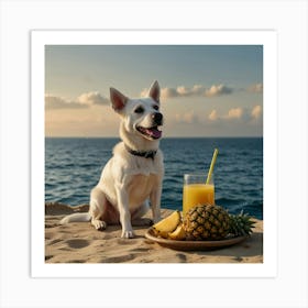 Dog On The Beach Art Print