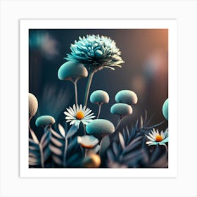 3d Illustration Of Flowers Art Print