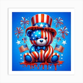 4th Of July Teddy Bear Art Print