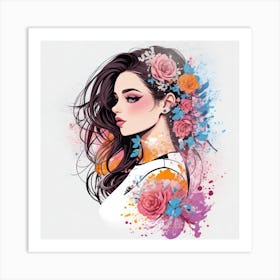 Girl With Flowers 3 Art Print