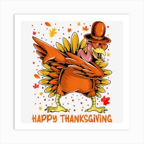 Happy Thanksgiving Dabbing Turkey Day Pilgrim Men Kids Art Print