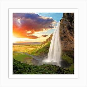 Waterfall In Iceland Art Print