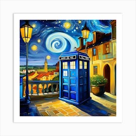 Tardis On The Terrace At Arles - Dr WHO & Van Gogh inspired Art Print 5 Art Print