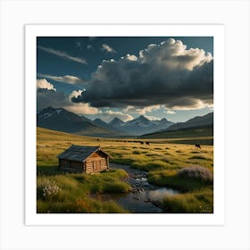 Cabin In The Mountains 2 Art Print