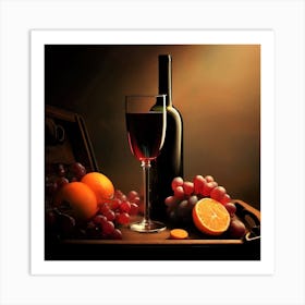 Wine And Fruits Art Print