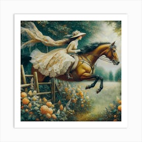 Girl Riding A Horse Art Print